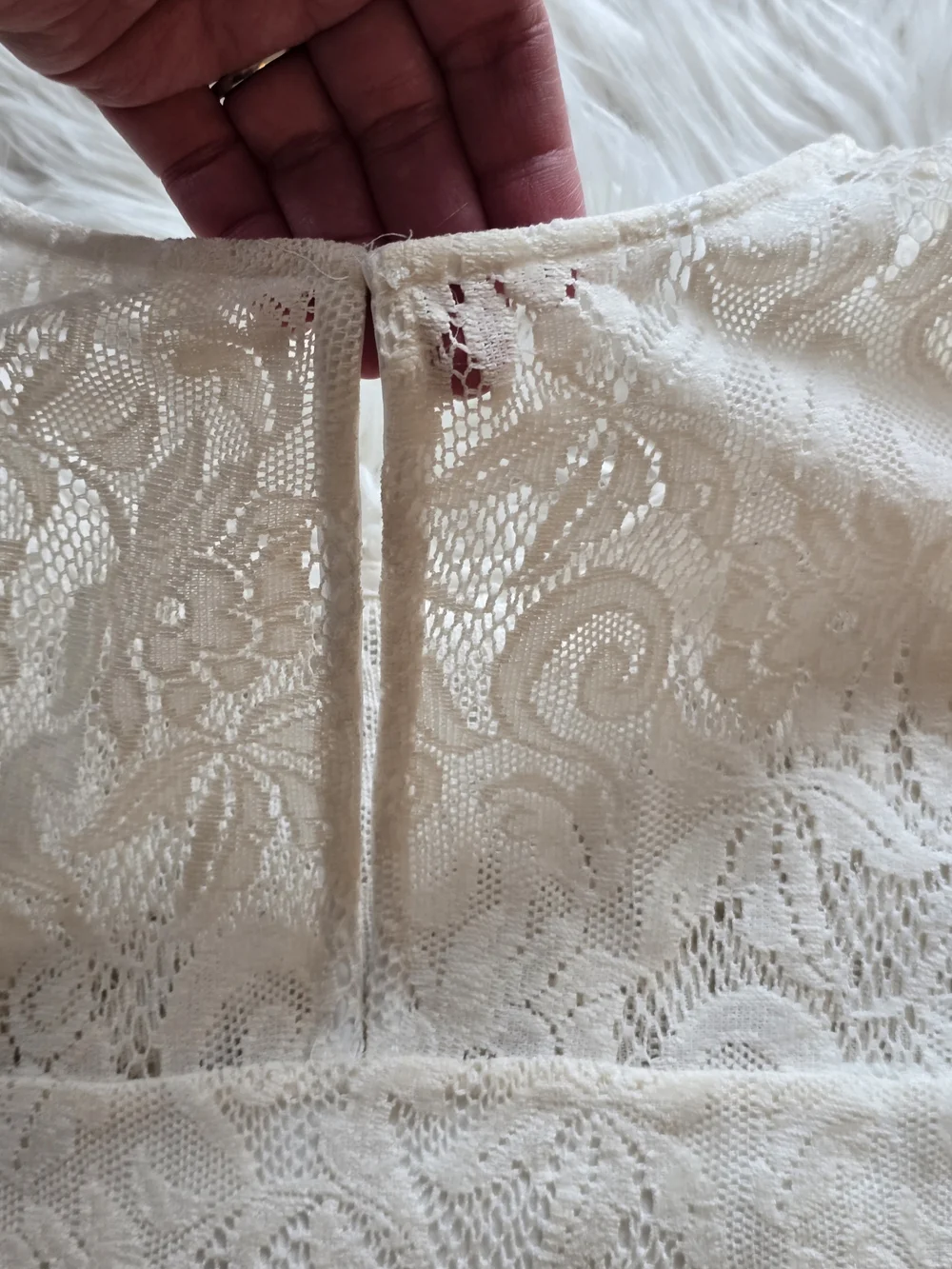 Anthropologie Cream Lace Puff Sleeve Top